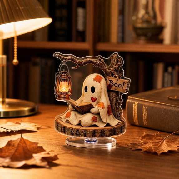 3Pcs Holiday Ghost Decoration, Fufafayo Holiday Ghost 2D Figurine 360 Degree Rotating Decoration Cute Desktop Ghost Ornament for Indoor Holiday Party Table Decor Spooky Home Accent