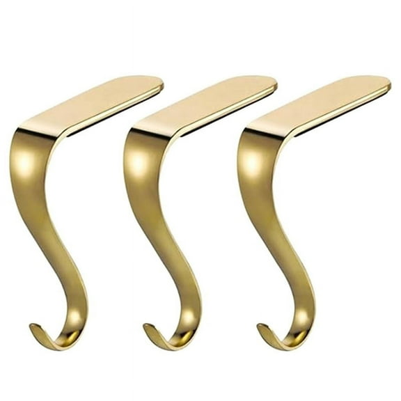 3Pcs Hook Up Christmas Decor Gold Clothes Rack Hooks for Keys Fireplace Hanger Metal S