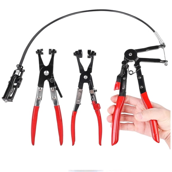 3Pcs Hose Clamp Pliers, Remover Kit with Long Reach Wire Spring Hose Clamp Pliers for Automotive Coolant Radiator Heater and Water Hose