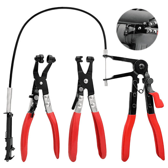 3Pcs Hose Clamp Pliers,Remover Kit with Long Reach Wire Spring Hose Clamp Pliers for Automotive Coolant Radiator Heater and Water Hose