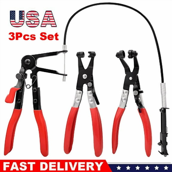 3Pcs Hose Clamp Pliers,Remover Kit with Long Reach Wire Spring Hose Clamp Pliers