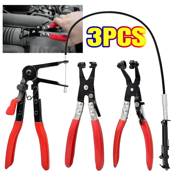 3Pcs Hose Clamp Pliers,Remover Kit with Long Reach Wire Spring Hose Clamp Pliers