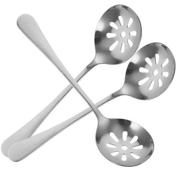 Tineasur 3Pcs Stainless Steel Slotted Spoons Silverware Small Perforated Salad Straining Spoon