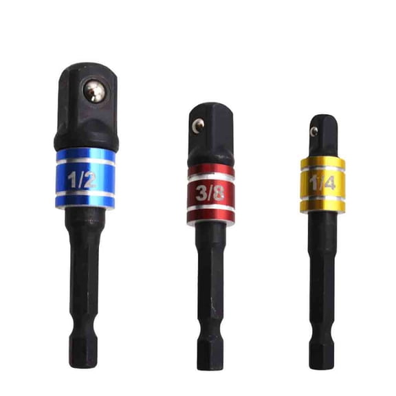 3Pcs Impact Drill Socket Adapter Converter Set for to 1/4 3/8 1/2 Driver