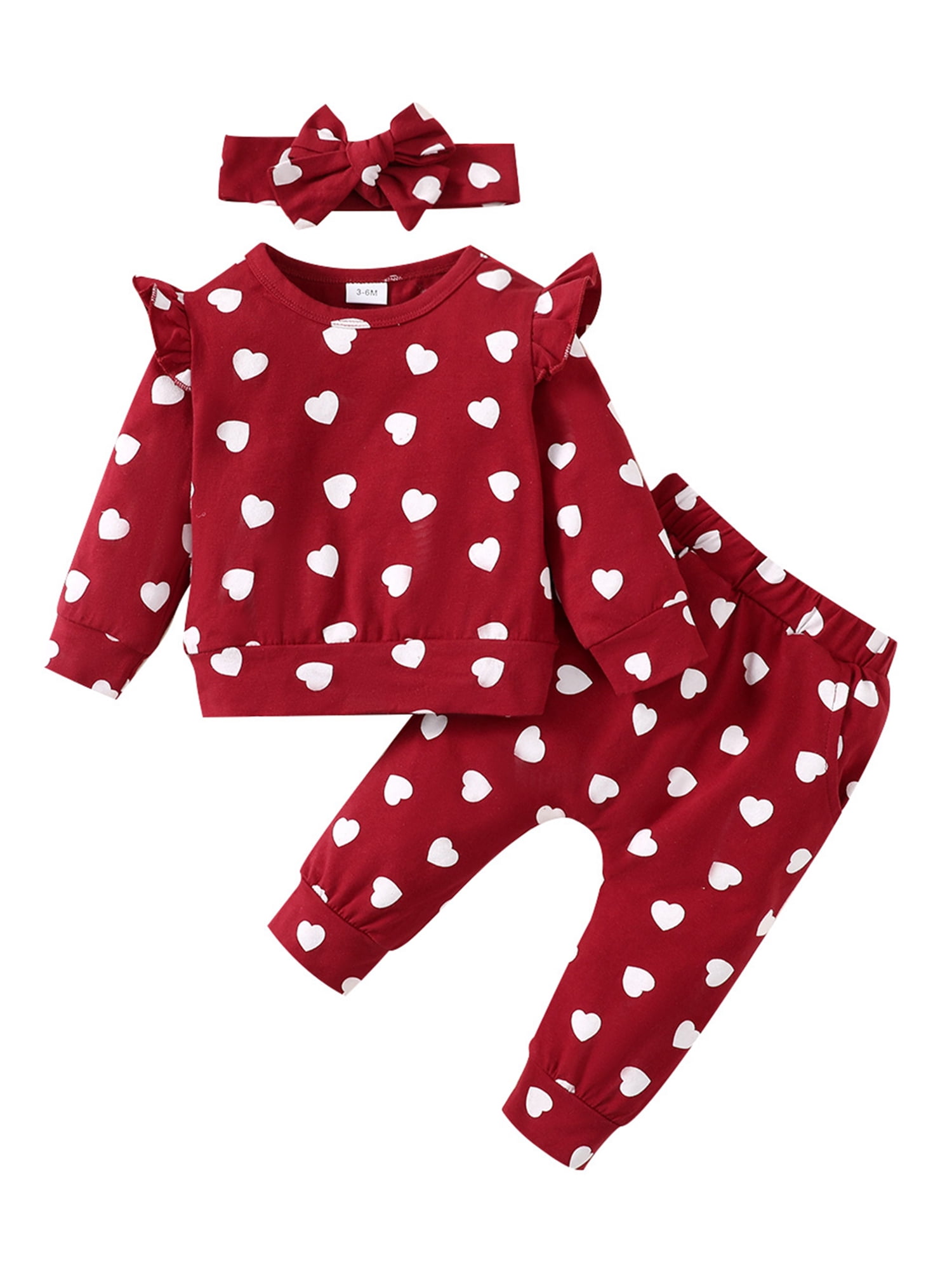 3Pcs Infant Outfits Valentine's Day Clothes Set Newborn Baby Girls Long ...
