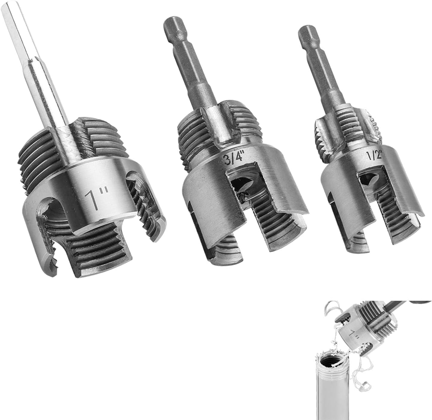 3Pcs Integrated Internal & External Pipe Threading Tool, Pipe Tapping ...