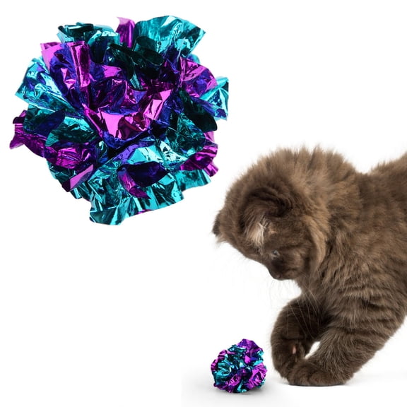 3Pcs Interactive Cat Toys Large Kitten Pet Crinkle Balls Colorful Shiny Crackle Paper