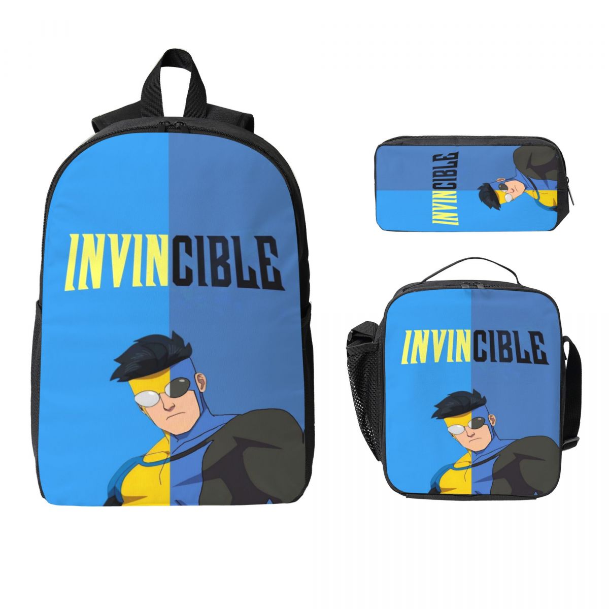 Invincable Backpack Super Hero Backpack Outdoor Bag 3 in 1 Bookbag Shoulder Bag Small Box ...
