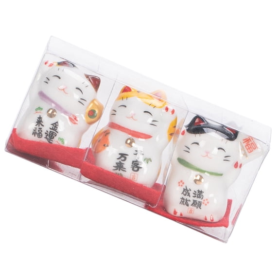 3Pcs Japanese Porcelain Maneki Neko Cats Statue Fortunes Cats Figurine Waving Fortunes Decors Ornament Home Decors