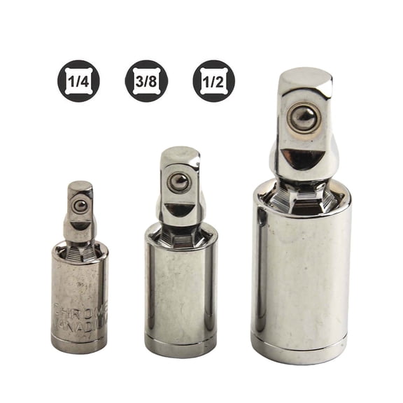 3Pcs Joint Socket 1/4" 3/8" 1/2" Ratchet Socket Adapter 360 Degree Fangkenuo