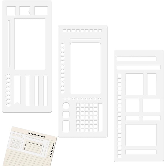 3Pcs Journal Stencil Set, Reusable Planner Stencils Templates Create Custom Weekly & Monthly Layouts for Dot Grid Journals, Enhanced Efficiency for Planning & Journaling Enthusiasts