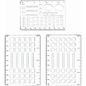 3Pcs Journal Stencils Templates Acrylic Hollow Out Drawing Painting Square Grid Round Dot Reusable Stencils for Journal Notebook Diary Scrapbook Clear for diy making
