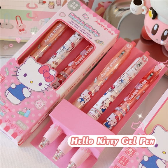 3Pcs Kawaii Sanrio 0.5mm Gel Pens Cute Hello Kitty Cinnamoroll Kuromi Black Pen Stationery Supplies Gifts