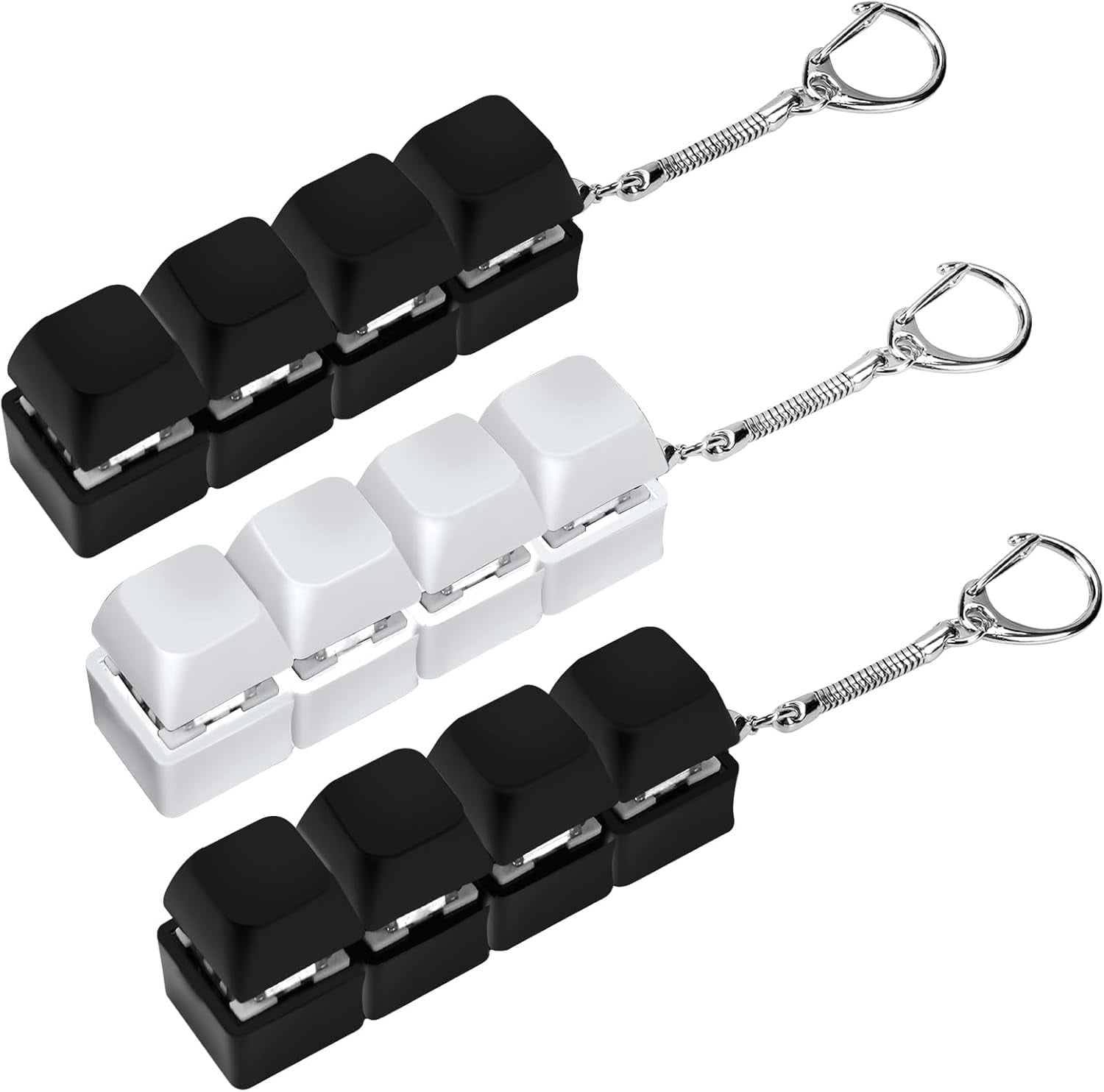 3Pcs Keyboard Fidget Toy 4-Button Fidget Keyboard Keychain Stress Relief Toys Funny Fidget Keyring Finger Keyboard Keychain Keyboard Clicker Fidget Decompression Toys