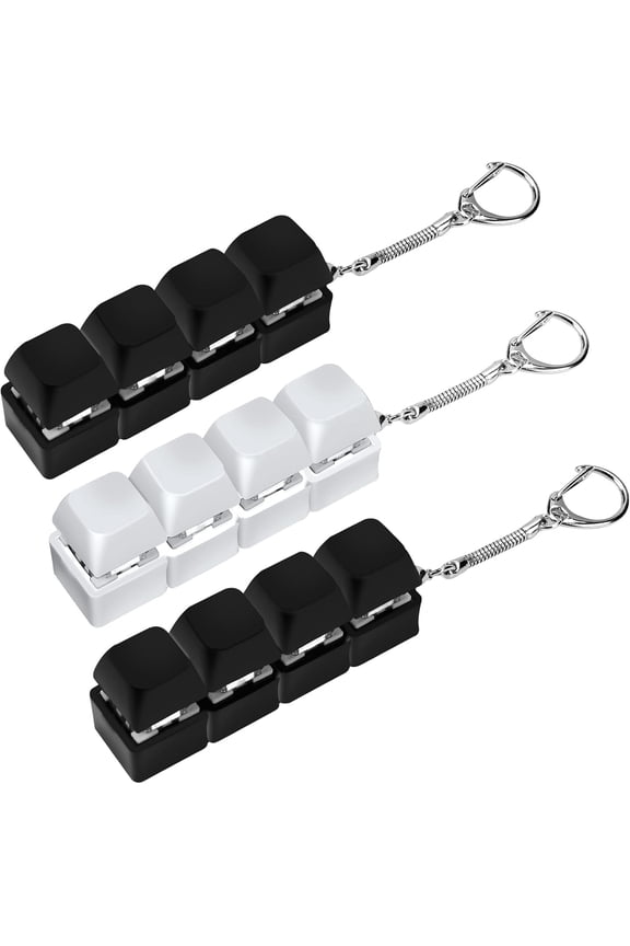 3Pcs Keyboard Fidget Toy 4-Button Fidget Keyboard Keychain Stress Relief Toys Funny Fidget Keyring Finger Keyboard Keychain Keyboard Clicker Fidget Decompression Toys