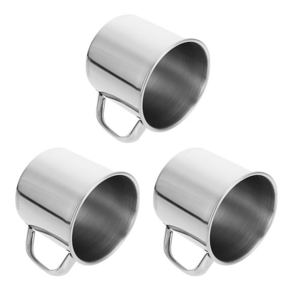 FUEENIRVA 3-Pack Stainless Steel Tea Cups with Handle, Round Drinking Cups for Back to School and Everyday Use