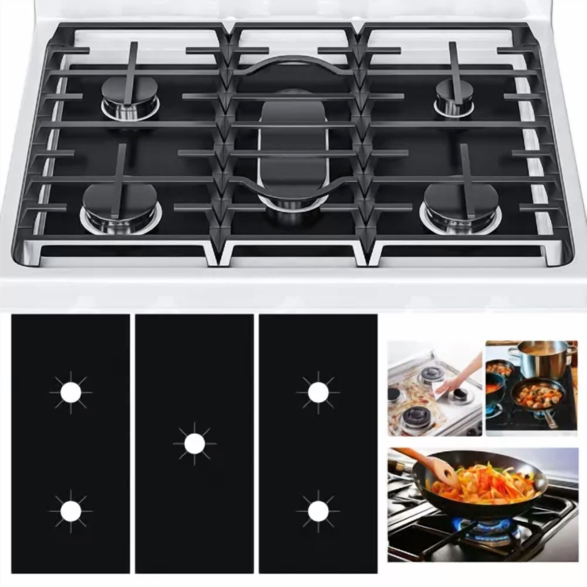 3Pcs Kitchen Gas Range Stove Top Burner Cover Guard Protector Reusable Non-Stick