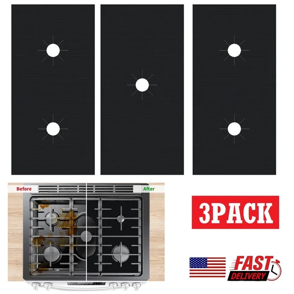 3Pcs Kitchen Gas Range Stove Top Burner Cover Guard Protector Reusable Non-Stick