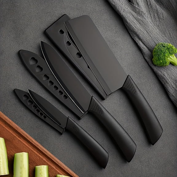 3Pcs Knife Set, High-carbon Stainless Steel, Ultra-sharp With Non-stick Ergonomic Handles, Chef Knife Set, Suitable For Home Cooking, Travel, Vegetables, Meat, And Fruits