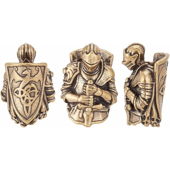 3Pcs Knight Lanyard Beads EDC Charm Beads Brass European Spacers Antique Bronze Large Hole