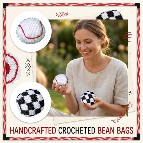 3Pcs Knitted Cornhole Bags Bean Bags, Cornhole Bags Bean Bags Weather Resistant Toss Bags, Family Fun Corn Hole Board Toss Game Replacement Bean Bags, Regulation Size & Weight, Family Game Prop