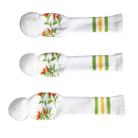3Pcs Knitted Golf Club Head Covers Golf Wood Headcovers for Golfer Beginners White