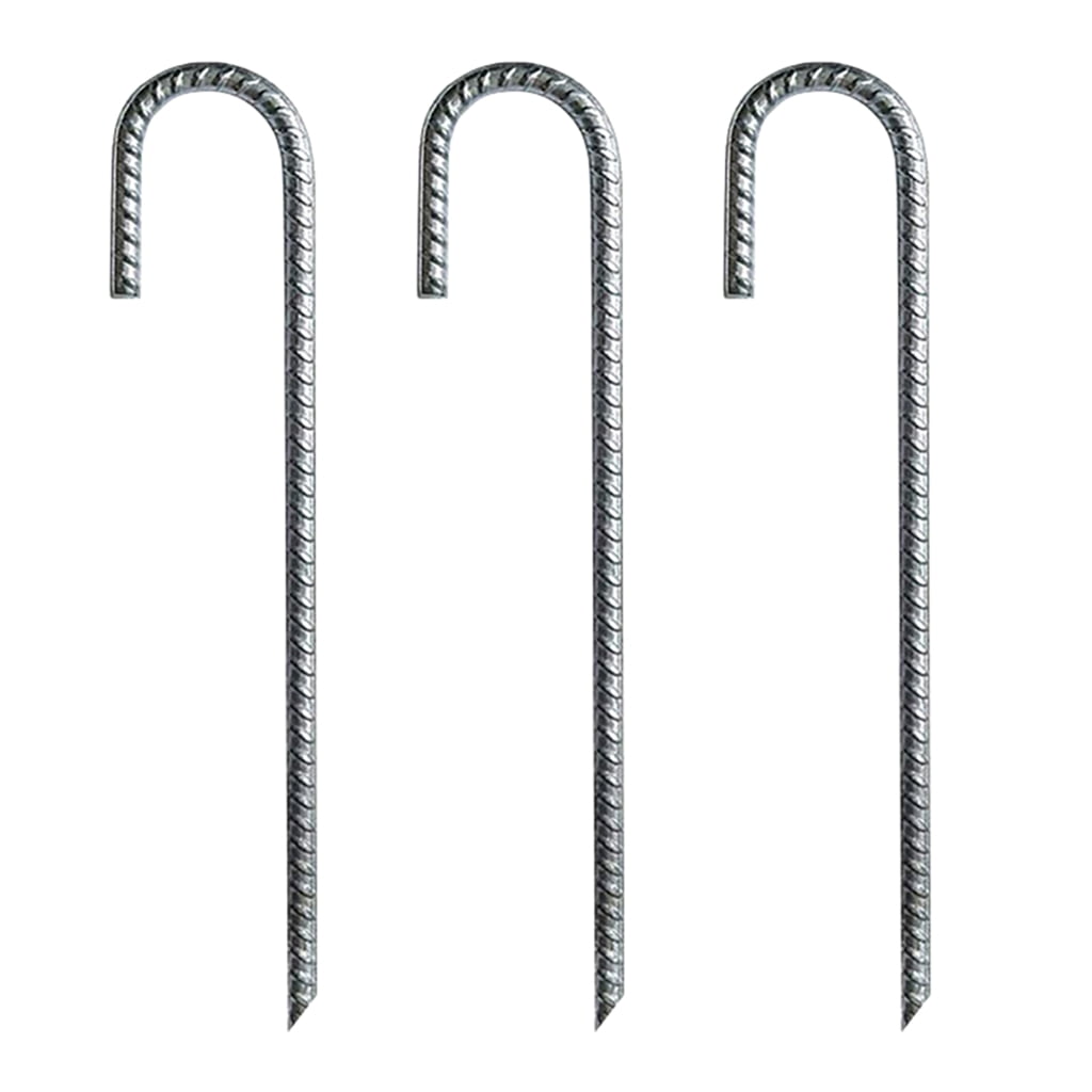 3Pcs L/Ushape Trampolines Rebars Stakes Galvanized Steel Ground Anchors Landscape Garden Stakes Tent Nails Securing Peg