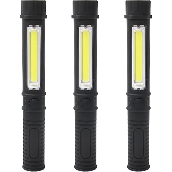 3Pcs LED Magnetic Worklight,Bulk Portable COB Inspection Lamp Trouble Light for Mechanic,BBQ,Car,Camping,Emergency (Black,Batteries NOT Included)