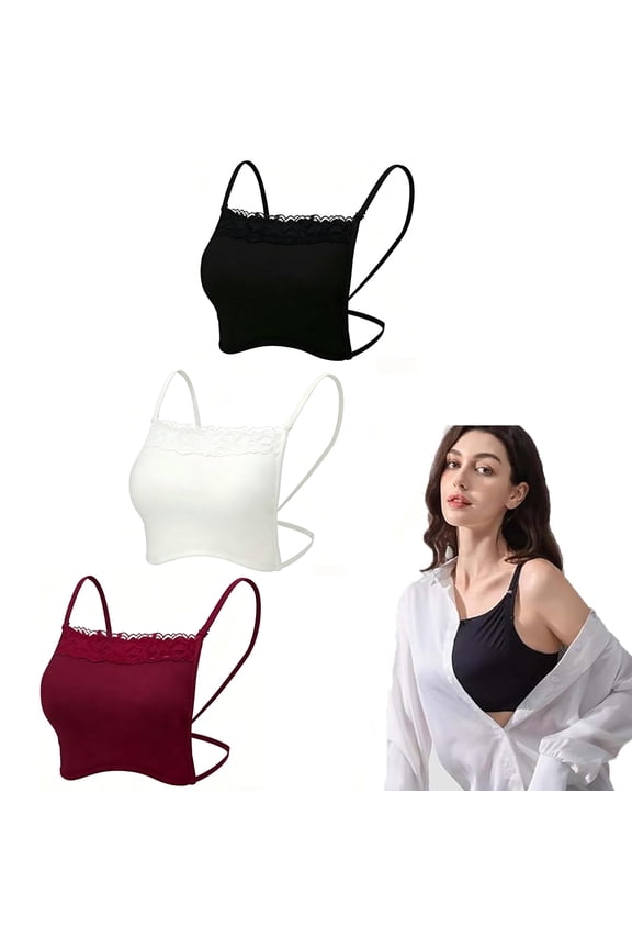 3Pcs Lace Wearable Mock Camisole Bra for Women Insert Overlay Modesty Panel Vest Modesty Panel Cleavage Cover