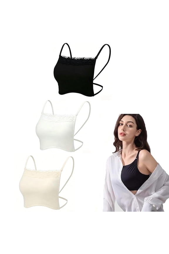 3Pcs Lace Wearable Mock Camisole Bra for Women Insert Overlay Modesty Panel Vest Modesty Panel Cleavage Cover