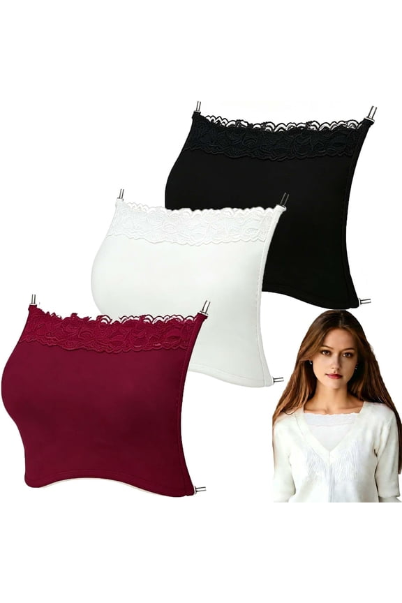 3Pcs Lady Cleavage Cover Modesty Panel Hook to Bra Insert Mock Camisole Sets Overlay Modesty Panel Vest
