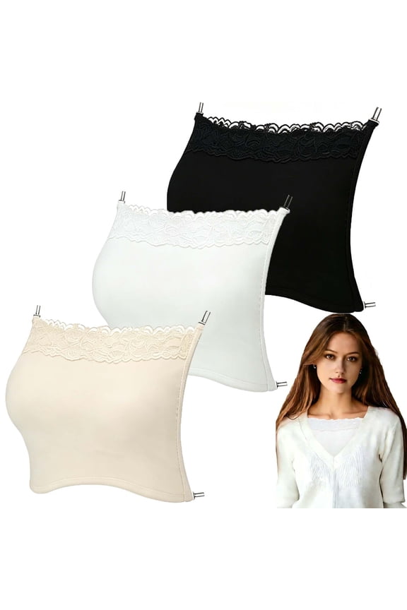 3Pcs Lady Cleavage Cover Modesty Panel Hook to Bra Insert Mock Camisole Sets Overlay Modesty Panel Vest