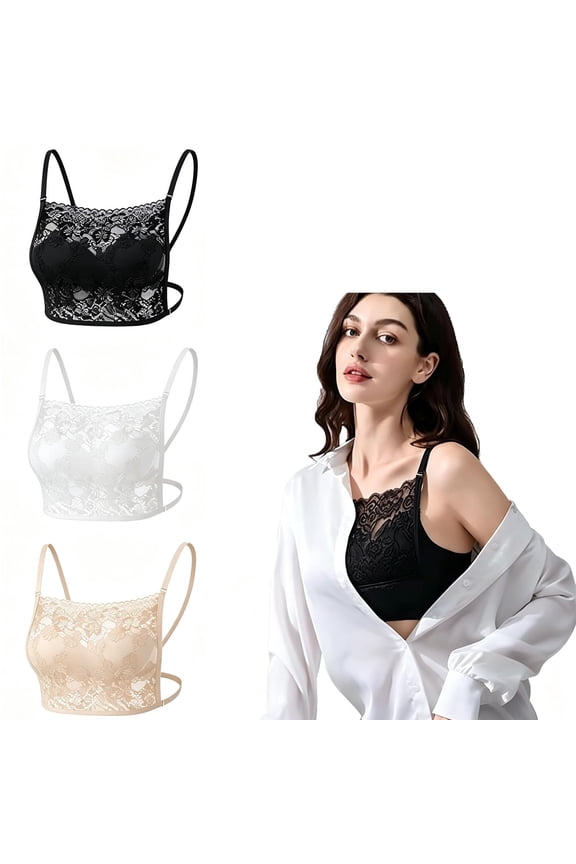 3Pcs Lady Lace Cleavage Cover Modesty Panel Wearable Mock Camisole Bra Insert Overlay Modesty Panel Vest