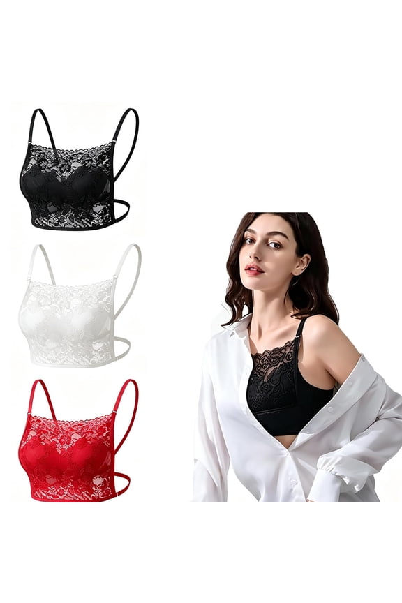 3Pcs Lady Lace Cleavage Cover Modesty Panel Wearable Mock Camisole Bra Insert Overlay Modesty Panel Vest