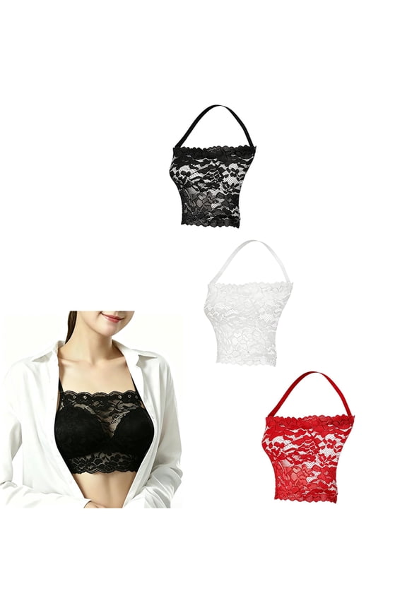 3Pcs Lady Lace cami Wearable Mock Camisole Bra Cleavage Cover up for Low Neckline Overlay Modesty Panel Vest
