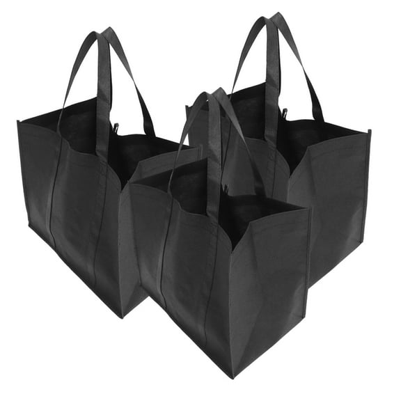 3Pcs Large Capacity Reusable Shopping Tote Bags Portable Non Woven Grocery Bags for Fruits Vegetables Books and Snacks Design Lightweight
