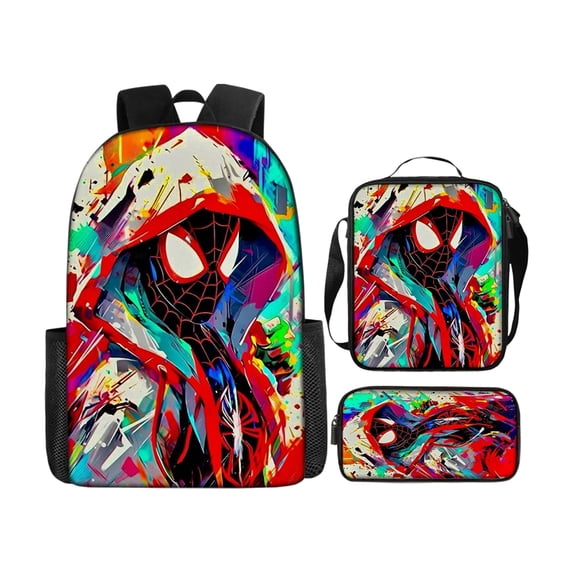 3Pcs Large Capacity Spider Hero Bookbag Comic Pattern Teen Student Rucksack for School Travel Daypack with Heavy Duty Web Design Pattern