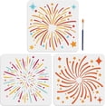 thumbnail image 1 of 3Pcs Large Fireworks Star Drawing Stencils Template with Paint Brush 11.8×11.8inch for Wood Wall Glass DIY Christmas Crafts, 1 of 9
