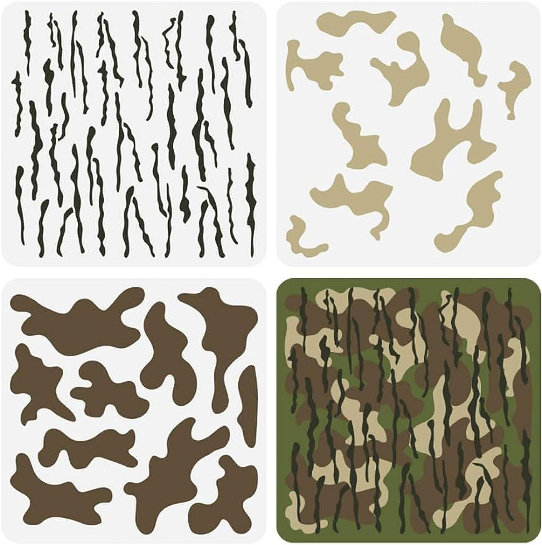 3pcs Layered Camo Stencils Camo Painting Stencil Plastic Camouflage