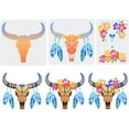 thumbnail image 1 of 3Pcs Layered Cow Skulls Stencil Feathered Cow Skull Painting Template Boho and Aztec Style Cow Skulls with Flower Crown Decoration Stencil for Painting on Wood Wall and Furniture, 1 of 9