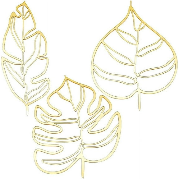 3Pcs Leaf Mirror Wall Stickers 3 Styles Mirror Decals Art Mural Wall Stickers Decor 3D Mirror Self-Adhesion Removable Acrylic for Home Studio Living Room Bedroom(Golden) Gold