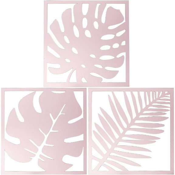 3Pcs Leaf Mirror Wall Stickers Square Mirror Art Decals Acrylic Wall Mirror Decor Mural Sticker Set Detachable