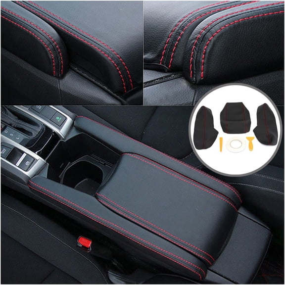 3Pcs Leather Center Armrest Box Case Cover Trim For Honda Civic 2016 2017 2018