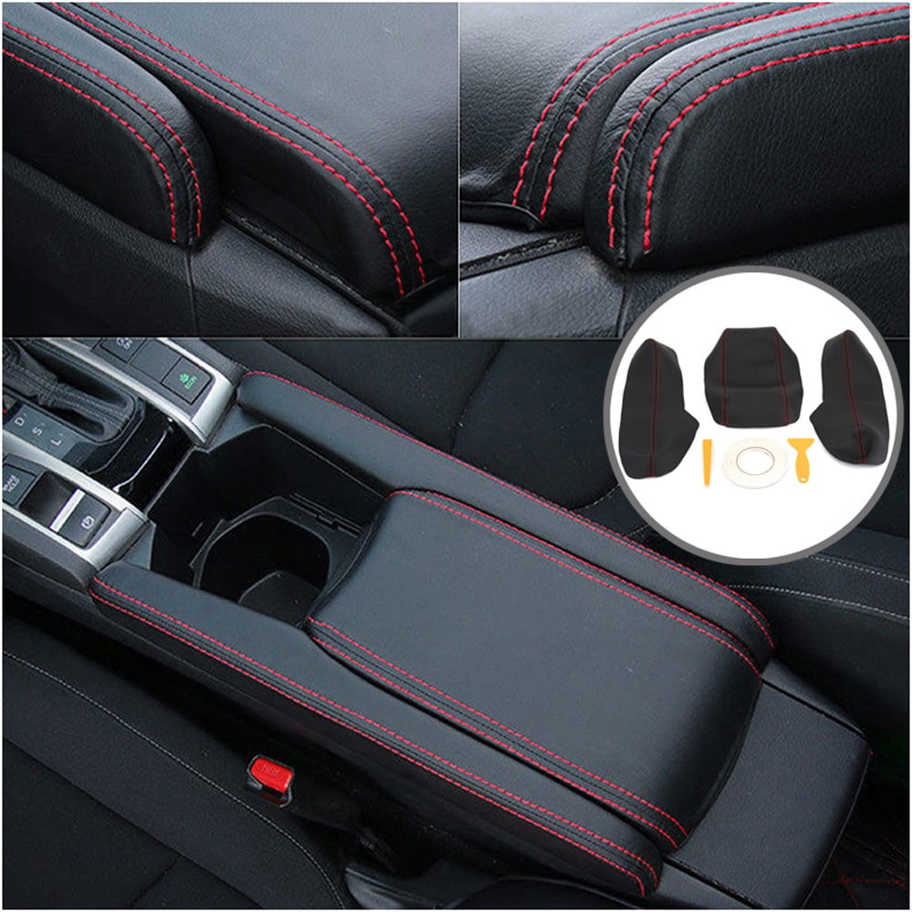 3Pcs Leather Center Armrest Box Case Cover Trim For Honda Civic 2016 2017 2018