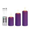 3Pcs Led Candles Dimmable Usb Rechargeable Flameless Candle Decor Light (Purple)