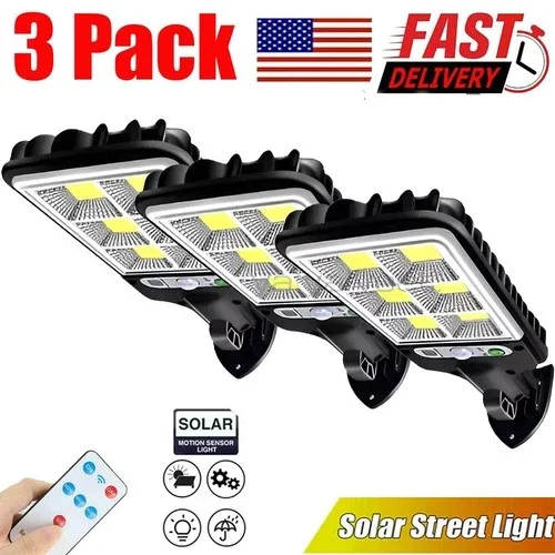 3Pcs Led Solar Lights Outdoor Waterproof Motion Sensor Security Wall Lamp Usa