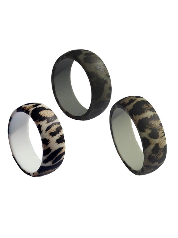 3Pcs Leopard Pattern Silic Rubber Wedding Size 8