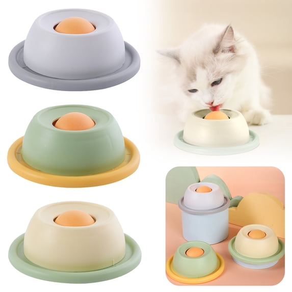 3Pcs Lick Sphere Canine Bowl, Interactive Dog Puzzle Feeder Toy - Mental Stimulation Slow Treat Ball for Fast Eating, Chewing (Grey, Green, Yellow)