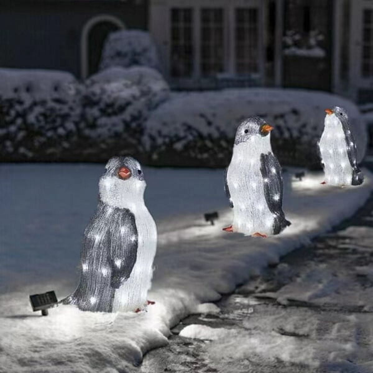 3Pcs LightUp Penguin Christmas Decoration, Penguin Animal Garden Stakes, PVC Penguin Christmas