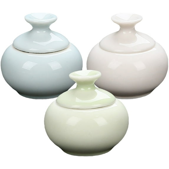 Raindrops Ceramic Travel Containers for Skin Care Products 3 Pcs Assorted Color Small Jars for Storage